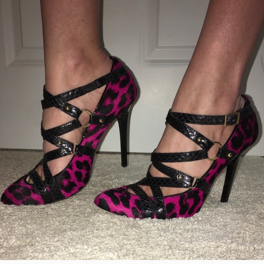 Gorgeous pink leopard pony hair Jimmy Choos, 40